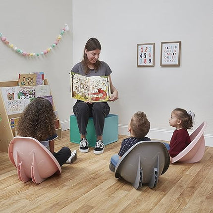 ECR4Kids Leaf Floor Seat, Rocker Chair, Pink/Grey, 6-Piece - LeafyLoom