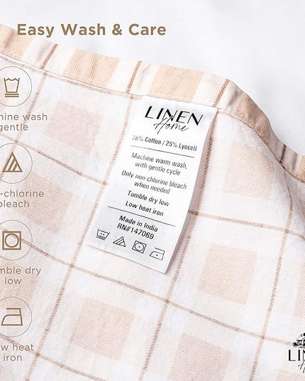 Linen Home Cotton Lyocell Blend Percale Printed Sheet Set, Pre-Washed & Shrunk, Cooling Bed Sheets, Full Size, 4 Pieces - 1 Flat, 1 Deep Pocket Fitted Sheet, 2 Pillowcases, Polka Cedarwood - LeafyLoom