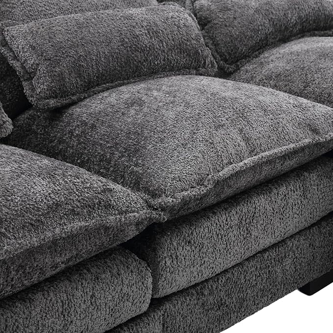 Oversized Modular Sectional Sofa Cloud Couch, U Shaped Chenille Upholstered Overstuffed Corner Couch with Double Chiase Lounge and Solid Wood Legs, 6 Seater Soft Sleeper Sofa&Couches for Home - LeafyLoom