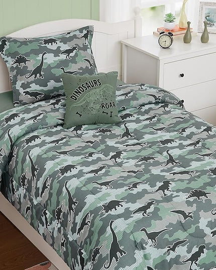 KALEIDOSPACE Kids Comforter Set Full Size for Boys, Glow in The Dark Dinosaur Bedding Set Full-1 Full Comforter, 1 Decor Pillow, 2 Pillow Shams - LeafyLoom