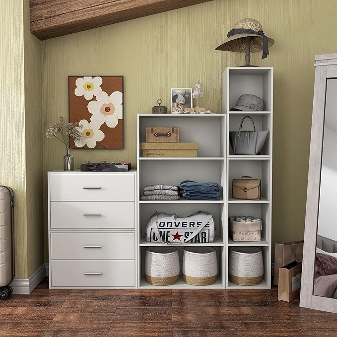 Apexa 2 Cube Storage Organizer Shelves, Stackable Wood Bookcase Fits Cubby Bins for Organization, Dorm Teen Room Decor & Home Office, White - LeafyLoom