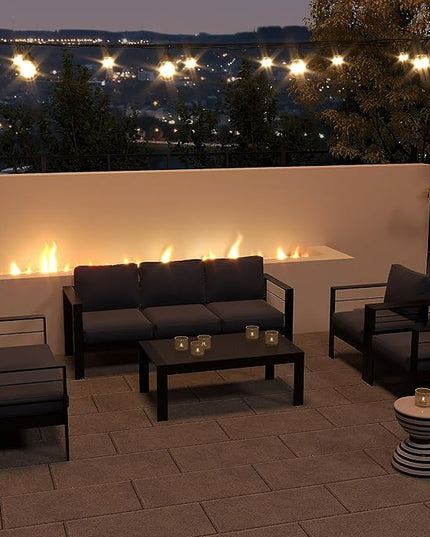Solaste Aluminum Patio Furniture Set,5 Pieces Modern Outdoor Conversation Set Sectional Sofa with Upgrade Cushion and Coffee Table,Black Frame and Blue Cushion - LeafyLoom