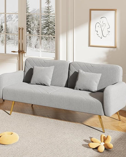 NicBex Sectional Couch Sofa with 2 Throw Pillows Sofa Bed Cloud Couch for Living Room Furniture Sets with Adjustable Back, Modular Sofa for Living Room, Bedroom, Apartment,70.47" L, Gray - LeafyLoom