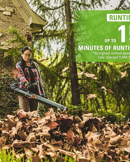 Greenworks 80V (180 MPH / 610 CFM / 75+ Compatible Tools) Cordless Brushless Backpack Blower, 5.0Ah Battery and Rapid Charger Included - LeafyLoom