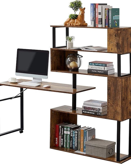 NicBex Laik-DW-00003-DX Desks, 47.2" W x 39.9" D x 60.2" H, Brown - LeafyLoom