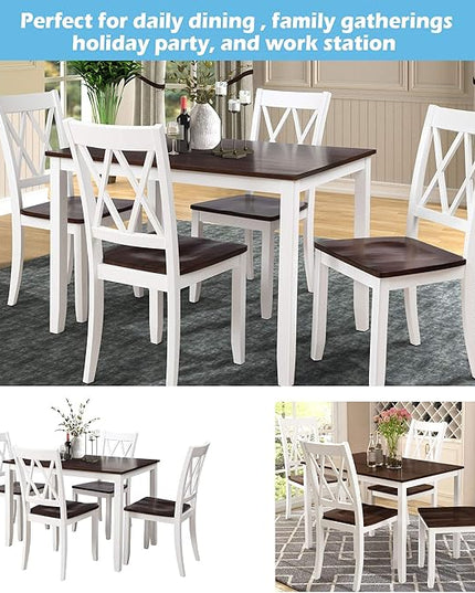 NicBex Dining Room Table Set for 4 Kitchen Table and Chairs Dining Table Set Home Kitchen Table and Chairs Wood Dining Set for Kitchen, Dining Room, Dinette, Breakfast Nook, White - LeafyLoom