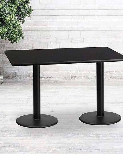 Flash Furniture 30'' x 60'' Rectangular Black Laminate Table Top with 18'' Round Table Height Bases - LeafyLoom