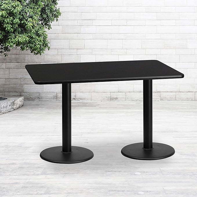 Flash Furniture 30'' x 60'' Rectangular Black Laminate Table Top with 18'' Round Table Height Bases - LeafyLoom