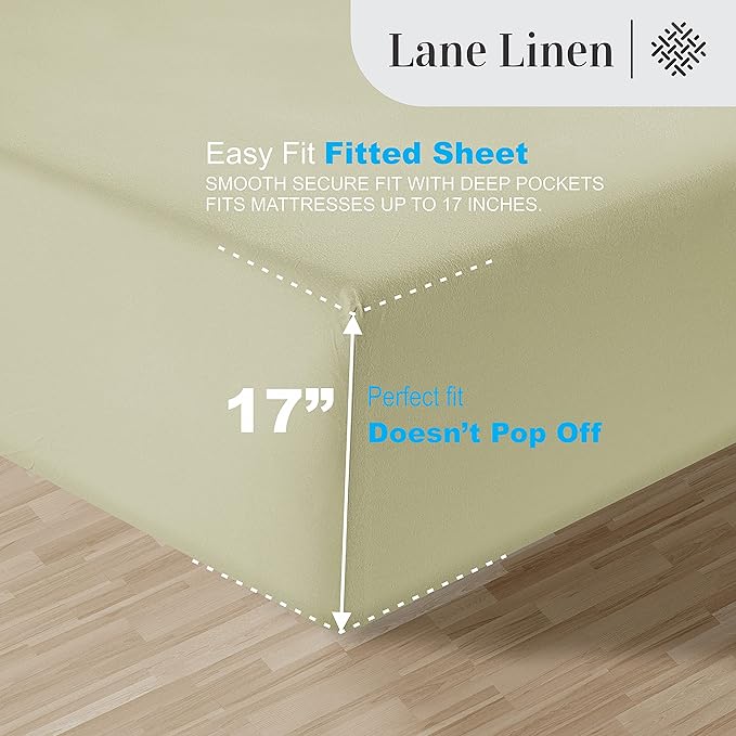 LANE LINEN Luxury 100% Egyptian Cotton Bed Sheets - 1000 Thread Count 4-Piece Full Set Bedding Sateen Weave 16" Deep Pocket (Fits Upto 17" Mattress) Sea Foam - LeafyLoom