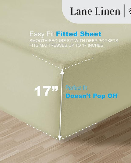 LANE LINEN 100% Egyptian Cotton Bed Sheets - 1000 Thread Count 4-Piece Calking Set Long Staple Bedding Sateen Weave Luxury Hotel Fits Upto 17" Mattress Sea Foam - LeafyLoom