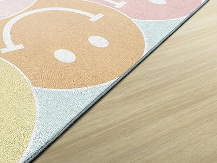Flagship Carpets Schoolgirl Style Pastel Rainbow Smileys Educational Area Rug for Kids Room Seating Décor, Children's Classroom, Play Carpet for Teaching and Playroom, 7'6" x 12', Multi - LeafyLoom