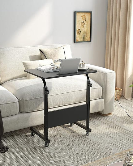 SogesHome 23.6'' Portable Computer Desk - Adjustable Standing Desk with Tablet Slot, Laptop Cart, and Mobile Bed Table, Black - LeafyLoom