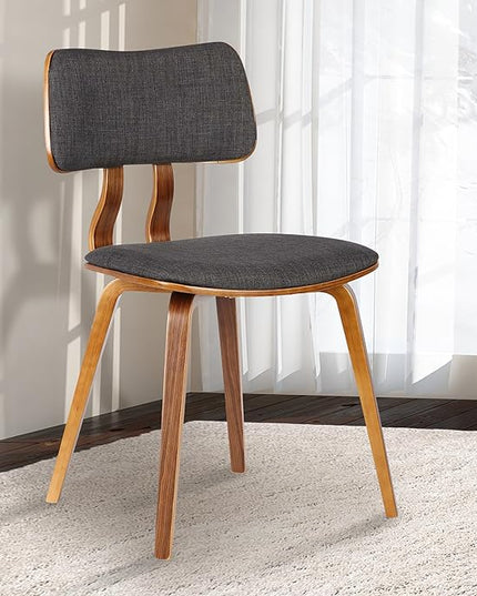 Armen Living Jaguar Dining Chair in Charcoal Fabric and Walnut Wood Finish,Charcoal/Walnut Finish 20D x 18W x 29H in - LeafyLoom