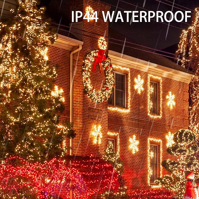 Dazzle Bright 2 Pack Total 400LED 132FT Warm White Christmas Solar String Outdoor Lights, Solar Powered with 8 Modes Waterproof Fairy Lights for Bedroom Patio Garden Tree Party Yard Decoration DazzleBright