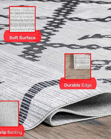 nuLOOM Celesta Bohemian Trellis Machine Washable Ultra Thin Runner Rug, 2' 6" x 8', Ivory - LeafyLoom