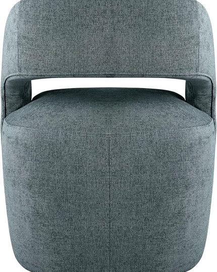 Dining Chairs with Casters Upholstered Modern Armchair with Rollers for Diningroom Bedroom Livingroom Reading Room, 32.25''H, Blue - LeafyLoom