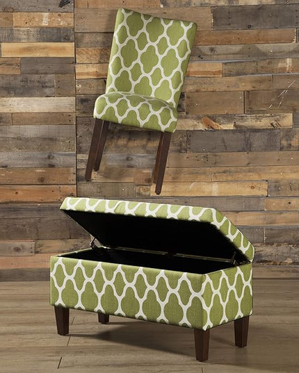 HomePop Parsons Classic Upholstered Accent Dining Chair, Set of 2, Green and Cream Geometric - LeafyLoom