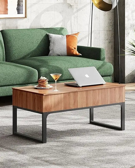 WLIVE Lift Top Coffee Table for Living Room,Modern Wood Coffee Table with Storage,Hidden Compartment and Drawer for Apartment, Home, Retro, Walnut Oak. - LeafyLoom