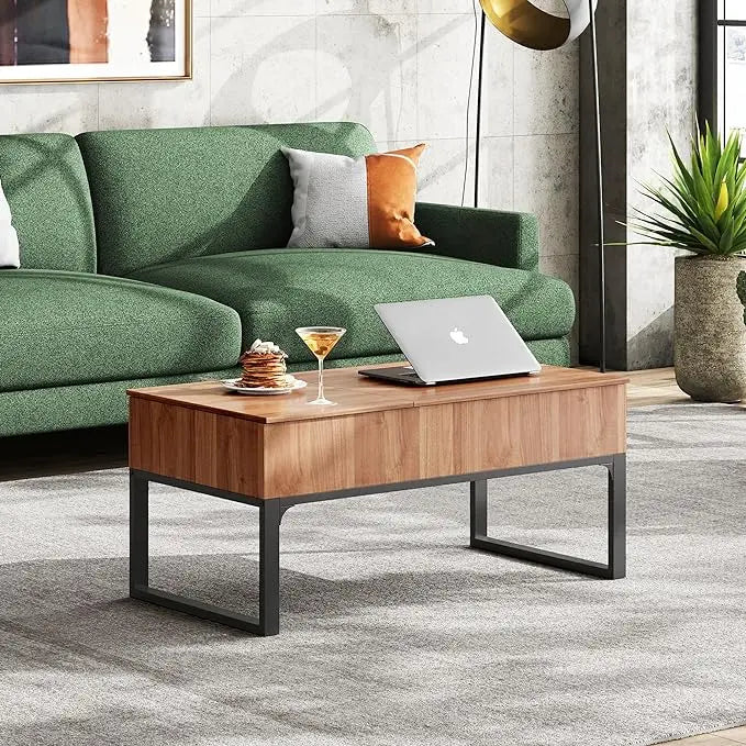 WLIVE Lift Top Coffee Table for Living Room,Modern Wood Coffee Table with Storage,Hidden Compartment and Drawer for Apartment, Home, Retro, Walnut Oak. - LeafyLoom