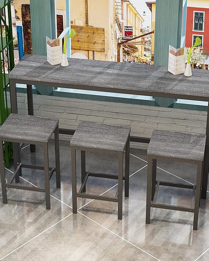 NicBex Kitchen Table Set Dining Room Table Set Modern Design Kitchen Dining Table, Pub Table, Long Dining Table Set with 3 Stools for Kitchen, Apartment, Easy Assembly, Gray - LeafyLoom