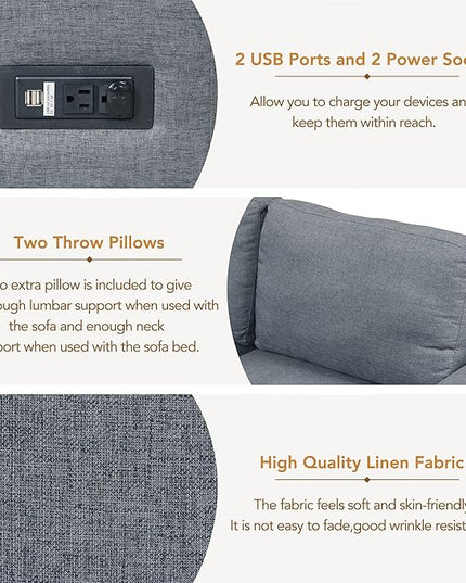 87.4“ L-Shape Sectional Sleeper Sofa with Pull out Bed Ottoman, Velvet Upholstered Couch w/Hidden Arm Storage &USB Charge, for Living Room Apartment, 87.4 Inch, Dark Gray1 - LeafyLoom