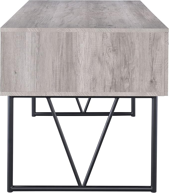 Coaster Home Furnishings Analiese Rustic 63-Inch 4-Drawer Home Office Computer Writing Desk Study Table with Storage Engineered Eco-Friendly Wood Look Laminate Sturdy Steel Grey Driftwood 801999 - LeafyLoom