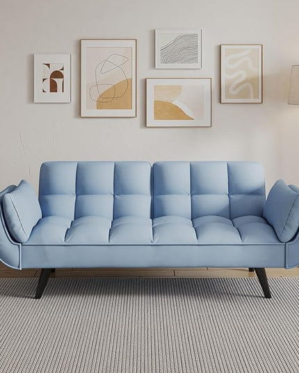 NicBex Sectional Couch Sofa with Folding Function Velvet Sofa Bed Cloud Couch for Living Room Furniture Sets with Adjustable Back, Modular Sofa for Living Room, Bedroom, Apartment,57" L, Navy Blue - LeafyLoom