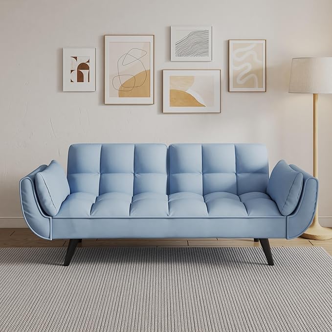 NicBex Sectional Couch Sofa with Folding Function Velvet Sofa Bed Cloud Couch for Living Room Furniture Sets with Adjustable Back, Modular Sofa for Living Room, Bedroom, Apartment,57" L, Navy Blue - LeafyLoom