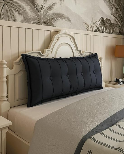 Johnear Bolster Pillow Headboard Backrest Pillow Large Daybed Cushion Lumber Back Pad Support Positioning Sofa Bed Rest Reading Pillow （Black, 54 x 3 x 20 inches） - LeafyLoom