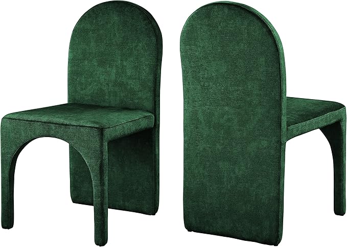 Meridian Furniture Summer Collection Modern | Contemporary Velvet Upholstered Dining Side Chair with Steel Frame, Set of 2, Green - LeafyLoom
