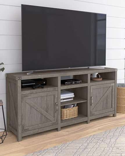 Bush Furniture Knoxville Farmhouse Stand for 75 Inch TV, Living Room Media Console with Storage, 65W, Restored Gray - LeafyLoom