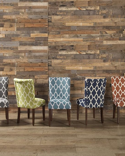 HomePop Parsons Classic Upholstered Accent Dining Chair, Set of 2, Teal and Cream Geometric - LeafyLoom