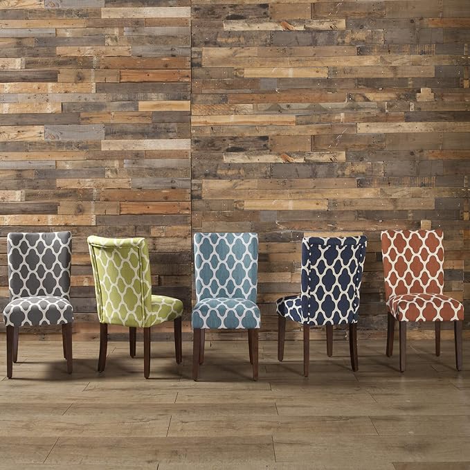 HomePop Parsons Classic Upholstered Accent Dining Chair, Set of 2, Teal and Cream Geometric - LeafyLoom