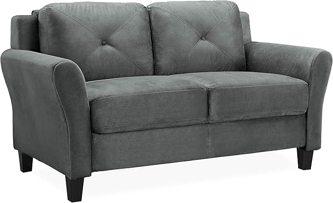 Lifestyle Solutions Harrington Loveseat, 57.9" W x 31.5" D x 32.7" H, Dark Grey - LeafyLoom