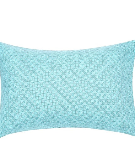 Amazon Basics Lightweight Microfiber Bed-in-a-Bag Comforter 7-Piece Bedding Set, Full/Queen, Industrial Teal, Geometric - LeafyLoom