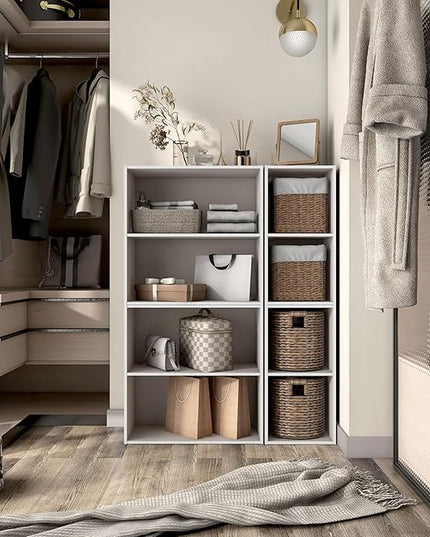 Apexa 2-Tier Cube Storage Organizer Shelves, Stackable Wood Bookcase Fits Cubby Bins for Organization, Dorm Teen Room Decor & Home Office, Greige - LeafyLoom