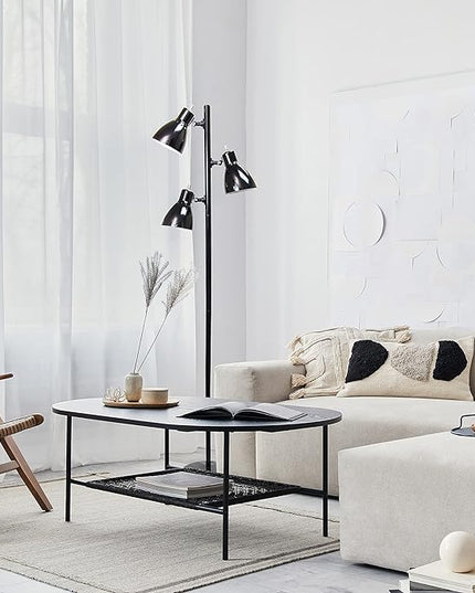 Simple Designs LF2007-BLK Metal 3 Light Tree Floor Lamp, Black - LeafyLoom