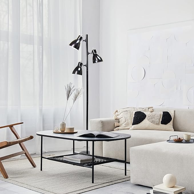 Simple Designs LF2007-BLK Metal 3 Light Tree Floor Lamp, Black - LeafyLoom