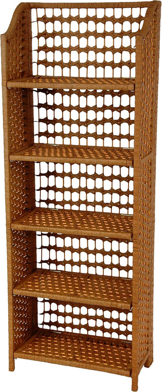 Oriental Furniture 53" Natural Fiber Shelving Unit - Honey - LeafyLoom