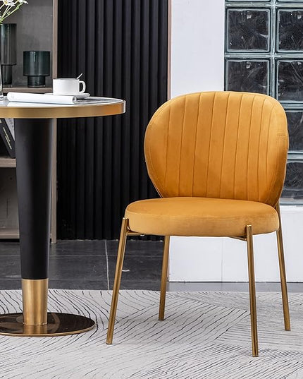 Roundhill Furniture Amoa Dining Chair, Set of 2, Yellow - LeafyLoom