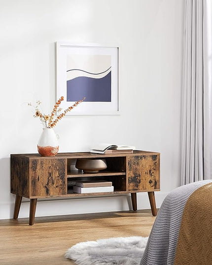 VASAGLE Retro TV Stand for Televisions up to 42 Inches, Mid-Century Modern Entertainment Center, 43.4”, Rustic Brown - LeafyLoom