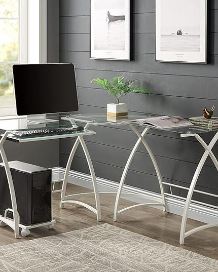 NicBex Laik-DW-00063-DX Desks, 51" W x 51" D x 28" H, White - LeafyLoom