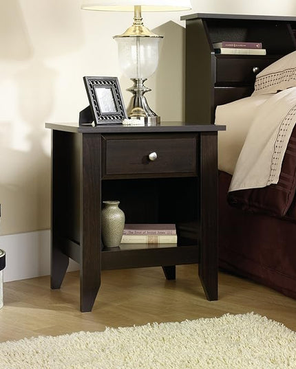 Sauder Night Stand, Jamocha Wood Finish - LeafyLoom