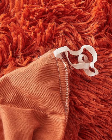 Fluffy Orange Comforter Cover Set Queen - Ultra Soft Plush Burnt Orange Bedding Sets 3 Pieces (1 Faux Fur Duvet Cover + 2 Faux Fur Pillow case) Boho Orange Queen Bed Sets (Dark Orange, Queen) - LeafyLoom