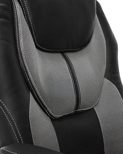 Serta Executive Office Padded Arms, Adjustable Ergonomic Gaming Desk Chair with Lumbar Support, Faux Leather and Mesh, Gray/Black - LeafyLoom