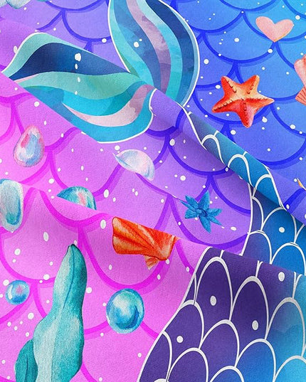 NINENINE Mermaid Tail Bedding Sets for Teens Girls,Purple Princess Comforter Sets Girls,Blue Glitter Bedding Sets,Sparkly Fish Scales Comforter Sets with 1 Comforter 2Pillowcases - LeafyLoom