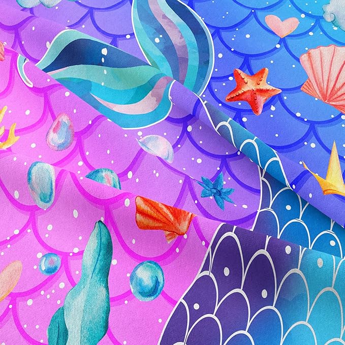 NINENINE Mermaid Tail Bedding Sets for Teens Girls,Purple Princess Comforter Sets Girls,Blue Glitter Bedding Sets,Sparkly Fish Scales Comforter Sets with 1 Comforter 2Pillowcases - LeafyLoom