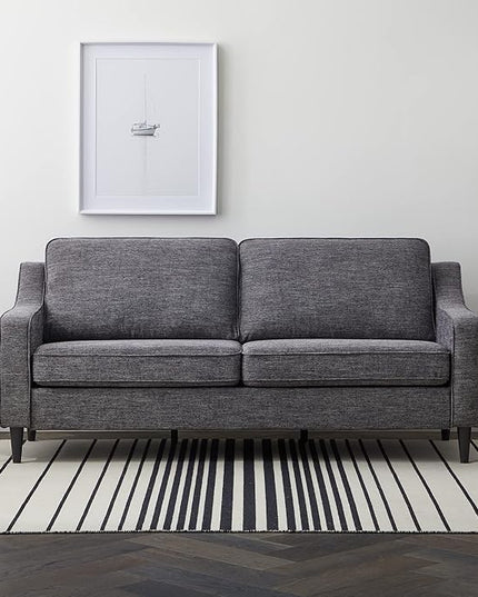 Edenbrook Jensen Upholstered Couch - Couches for Living Room - Charcoal Upholstered Couch - Living Room Furniture - Small Couch - Seats Three - Scoop Arm Modern Couch - LeafyLoom