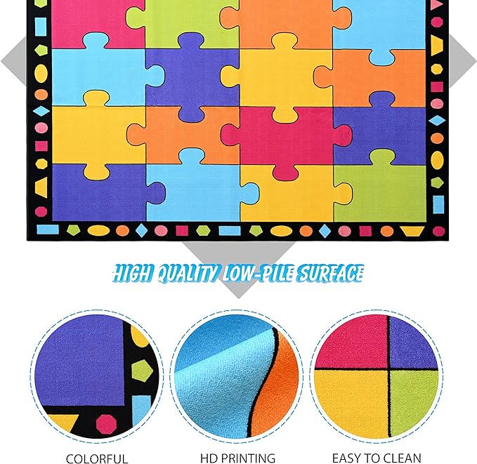 Booooom Jackson Classroom Carpets Elementary, Kid Rug Children's Classroom Seating Rug for Nursery, School, Children's Colorful Area Rug Educational Carpet with Non-Slip Backing(Seats-16),8'5"x 6'5" - LeafyLoom