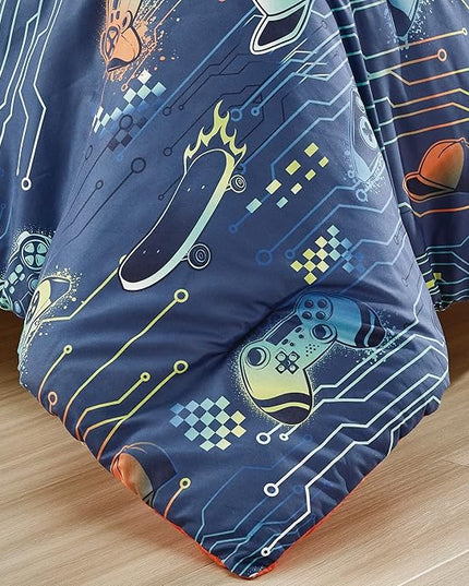for Kids Game Boy 4-Piece Comforter Set - Beautiful Motif Design Bedding Set with Embrodery Print - LeafyLoom